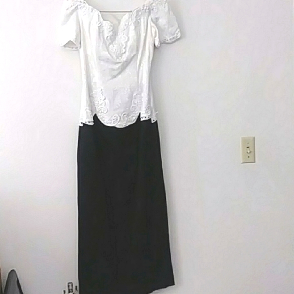 Vintage JESSICA MCCLINTOCK Jscquard BRIDAL Dress, Black and White, Bridesmaid